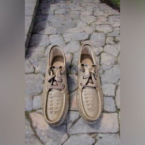Soft Spots Comfort Walking Shoes Sz 9 N Womens Beige Leather Lace Up